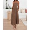 image:imageBTFBM Summer Maxi Dresses for Women 2026 Strapless Ruched Tube Top Beach Vacation Spring Wedding Guest Dress PocketsLight Brown