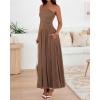 image:imageBTFBM Summer Maxi Dresses for Women 2026 Strapless Ruched Tube Top Beach Vacation Spring Wedding Guest Dress PocketsLight Brown