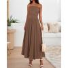 image:imageBTFBM Summer Maxi Dresses for Women 2026 Strapless Ruched Tube Top Beach Vacation Spring Wedding Guest Dress PocketsLight Brown