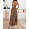 image:imageBTFBM Summer Maxi Dresses for Women 2026 Strapless Ruched Tube Top Beach Vacation Spring Wedding Guest Dress PocketsLight Brown