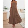 image:imageBTFBM Summer Maxi Dresses for Women 2026 Strapless Ruched Tube Top Beach Vacation Spring Wedding Guest Dress PocketsLight Brown