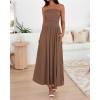 image:imageBTFBM Summer Maxi Dresses for Women 2026 Strapless Ruched Tube Top Beach Vacation Spring Wedding Guest Dress PocketsLight Brown