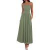 image:imageBTFBM Summer Maxi Dresses for Women 2026 Strapless Ruched Tube Top Beach Vacation Spring Wedding Guest Dress PocketsGreen