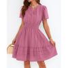 image:imageBTFBM Womens Spring 2026 Casual Mini Dresses Lightweight Short Sleeve V Neck Elastic Waist Cute Boho Beach Dress PocketsDusty Pink