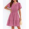 image:imageBTFBM Womens Spring 2026 Casual Mini Dresses Lightweight Short Sleeve V Neck Elastic Waist Cute Boho Beach Dress PocketsDusty Pink