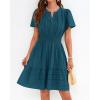 image:imageBTFBM Womens Spring 2026 Casual Mini Dresses Lightweight Short Sleeve V Neck Elastic Waist Cute Boho Beach Dress PocketsLake Blue