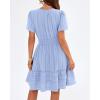 image:imageBTFBM Womens Spring 2026 Casual Mini Dresses Lightweight Short Sleeve V Neck Elastic Waist Cute Boho Beach Dress PocketsLight Blue