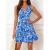 image:imageBTFBM Womens Summer Dresses 2026 Spring Casual Sleeveless Floral Knit Flowy ALine Mini Dress Pockets Beach SundressFloral Light Blue Blue
