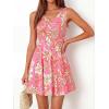 image:imageBTFBM Womens Summer Dresses 2026 Spring Casual Sleeveless Floral Knit Flowy ALine Mini Dress Pockets Beach SundressFloral Pink Beige