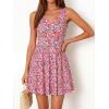image:imageBTFBM Womens Summer Dresses 2026 Spring Casual Sleeveless Floral Knit Flowy ALine Mini Dress Pockets Beach SundressWhite Multi