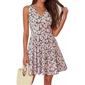 image:imageBTFBM Womens Summer Dresses 2026 Spring Casual Sleeveless Floral Knit Flowy ALine Mini Dress Pockets Beach SundressFloral Black Pink