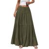 image:imageBTFBM Spring Skirts for Women 2026 Summer Boho Beach Vacation Clothes Casual Pleated High Waisted Flowy Maxi SkirtArmy Green