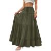 image:imageBTFBM Spring Skirts for Women 2026 Summer Boho Beach Vacation Clothes Casual Pleated High Waisted Flowy Maxi SkirtArmy Green