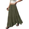 image:imageBTFBM Spring Skirts for Women 2026 Summer Boho Beach Vacation Clothes Casual Pleated High Waisted Flowy Maxi SkirtArmy Green