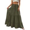 image:imageBTFBM Spring Skirts for Women 2026 Summer Boho Beach Vacation Clothes Casual Pleated High Waisted Flowy Maxi SkirtArmy Green