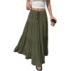 image:imageBTFBM Spring Skirts for Women 2026 Summer Boho Beach Vacation Clothes Casual Pleated High Waisted Flowy Maxi SkirtArmy Green