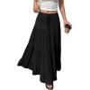 image:imageBTFBM Spring Skirts for Women 2026 Summer Boho Beach Vacation Clothes Casual Pleated High Waisted Flowy Maxi SkirtBlack
