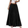 image:imageBTFBM Spring Skirts for Women 2026 Summer Boho Beach Vacation Clothes Casual Pleated High Waisted Flowy Maxi SkirtBlack