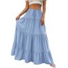 image:imageBTFBM Spring Skirts for Women 2026 Summer Boho Beach Vacation Clothes Casual Pleated High Waisted Flowy Maxi SkirtBlue