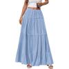 image:imageBTFBM Spring Skirts for Women 2026 Summer Boho Beach Vacation Clothes Casual Pleated High Waisted Flowy Maxi SkirtBlue