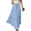 image:imageBTFBM Spring Skirts for Women 2026 Summer Boho Beach Vacation Clothes Casual Pleated High Waisted Flowy Maxi SkirtBlue