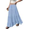 image:imageBTFBM Spring Skirts for Women 2026 Summer Boho Beach Vacation Clothes Casual Pleated High Waisted Flowy Maxi SkirtBlue