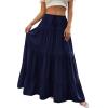 image:imageBTFBM Spring Skirts for Women 2026 Summer Boho Beach Vacation Clothes Casual Pleated High Waisted Flowy Maxi SkirtNavy Blue