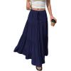image:imageBTFBM Spring Skirts for Women 2026 Summer Boho Beach Vacation Clothes Casual Pleated High Waisted Flowy Maxi SkirtNavy Blue