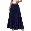 image:imageBTFBM Spring Skirts for Women 2026 Summer Boho Beach Vacation Clothes Casual Pleated High Waisted Flowy Maxi SkirtNavy Blue