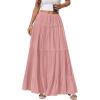 image:imageBTFBM Spring Skirts for Women 2026 Summer Boho Beach Vacation Clothes Casual Pleated High Waisted Flowy Maxi SkirtPink