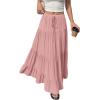 image:imageBTFBM Spring Skirts for Women 2026 Summer Boho Beach Vacation Clothes Casual Pleated High Waisted Flowy Maxi SkirtPink