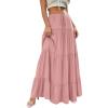 image:imageBTFBM Spring Skirts for Women 2026 Summer Boho Beach Vacation Clothes Casual Pleated High Waisted Flowy Maxi SkirtPink