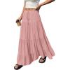 image:imageBTFBM Spring Skirts for Women 2026 Summer Boho Beach Vacation Clothes Casual Pleated High Waisted Flowy Maxi SkirtPink