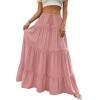 image:imageBTFBM Spring Skirts for Women 2026 Summer Boho Beach Vacation Clothes Casual Pleated High Waisted Flowy Maxi SkirtPink