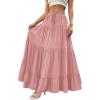 image:imageBTFBM Spring Skirts for Women 2026 Summer Boho Beach Vacation Clothes Casual Pleated High Waisted Flowy Maxi SkirtPink