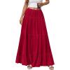image:imageBTFBM Spring Skirts for Women 2026 Summer Boho Beach Vacation Clothes Casual Pleated High Waisted Flowy Maxi SkirtRed
