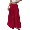 image:imageBTFBM Spring Skirts for Women 2026 Summer Boho Beach Vacation Clothes Casual Pleated High Waisted Flowy Maxi SkirtRed