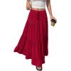 image:imageBTFBM Spring Skirts for Women 2026 Summer Boho Beach Vacation Clothes Casual Pleated High Waisted Flowy Maxi SkirtRed