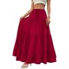 image:imageBTFBM Spring Skirts for Women 2026 Summer Boho Beach Vacation Clothes Casual Pleated High Waisted Flowy Maxi SkirtRed