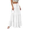 image:imageBTFBM Spring Skirts for Women 2026 Summer Boho Beach Vacation Clothes Casual Pleated High Waisted Flowy Maxi SkirtWhite