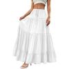 image:imageBTFBM Spring Skirts for Women 2026 Summer Boho Beach Vacation Clothes Casual Pleated High Waisted Flowy Maxi SkirtWhite