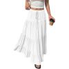 image:imageBTFBM Spring Skirts for Women 2026 Summer Boho Beach Vacation Clothes Casual Pleated High Waisted Flowy Maxi SkirtWhite