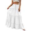 image:imageBTFBM Spring Skirts for Women 2026 Summer Boho Beach Vacation Clothes Casual Pleated High Waisted Flowy Maxi SkirtWhite