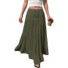 image:imageBTFBM Spring Skirts for Women 2026 Summer Boho Beach Vacation Clothes Casual Pleated High Waisted Flowy Maxi SkirtArmy Green