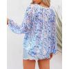 image:imageBTFBM Blouses for Women Dressy Casual Floral Summer Boho Tops V Neck Lightweight Long Sleeve Shirts Spring Clothes 2026Floral Dark Blue