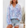image:imageBTFBM Blouses for Women Dressy Casual Floral Summer Boho Tops V Neck Lightweight Long Sleeve Shirts Spring Clothes 2026Floral Dark Blue