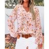 image:imageBTFBM Blouses for Women Dressy Casual Floral Summer Boho Tops V Neck Lightweight Long Sleeve Shirts Spring Clothes 2026Floral Orange