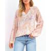 image:imageBTFBM Blouses for Women Dressy Casual Floral Summer Boho Tops V Neck Lightweight Long Sleeve Shirts Spring Clothes 2026Floral Print Apricot