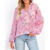 image:imageBTFBM Blouses for Women Dressy Casual Floral Summer Boho Tops V Neck Lightweight Long Sleeve Shirts Spring Clothes 2026Floral Print Pink