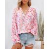 image:imageBTFBM Blouses for Women Dressy Casual Floral Summer Boho Tops V Neck Lightweight Long Sleeve Shirts Spring Clothes 2026Floral Red